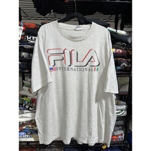Vintage 80s Fila International Heather Gray Distressed Shirt Size Xxl
